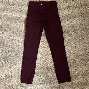 Lululemon cropped maroon leggings size 2